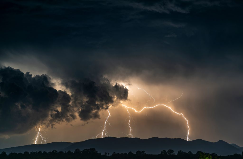 Storm clouds over Brisbane during storm season.