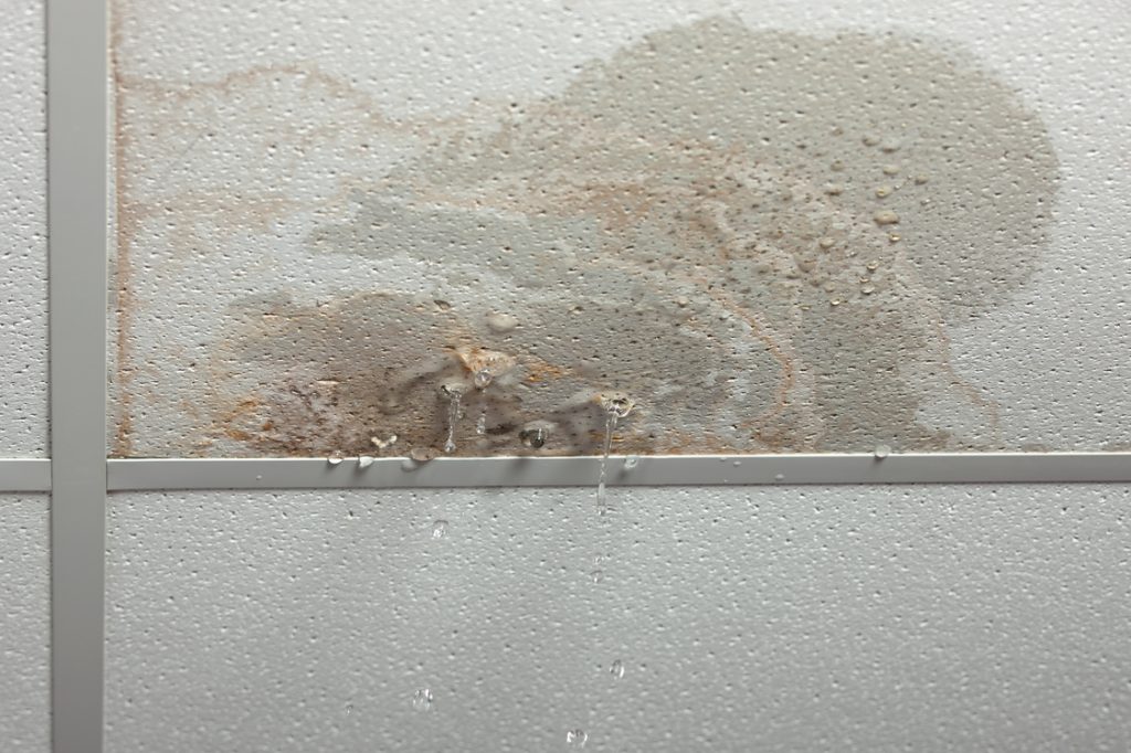 Ceiling water stain from an undetected plumbing leak.